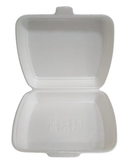 White Foam Square Take Out Container with Perforated Hinged Lid	